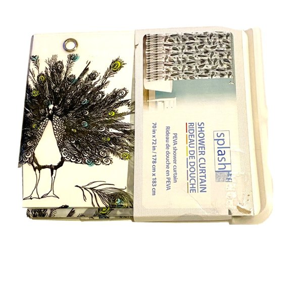 Peacock Peva Sheer Frosted Shower Curtain Splash Bathroom Decor - Picture 2 of 3